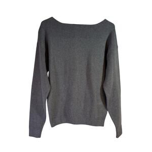 Tahari Gray Knit Sweater Ribbed Hems Size XS CC0548
